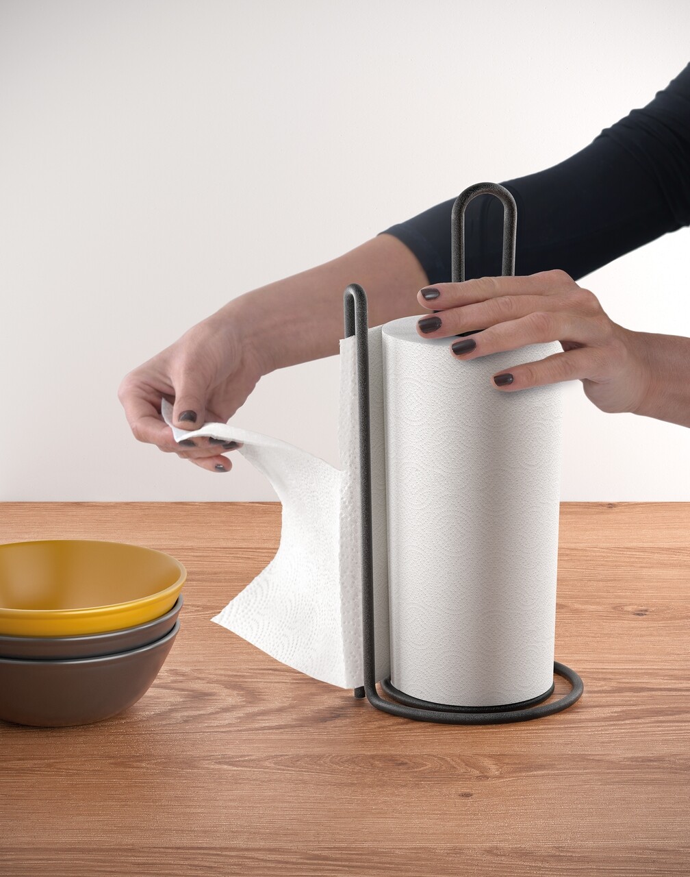 Suport rola servetele Myroll Lava, Metaltex, Ø 15 x 32 cm, metal tratat TouchTherm - imagine 5